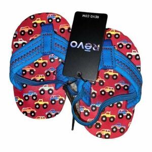 Revo Red Blue Cars FLIP FLOPS Shoes Baby Boy NWT